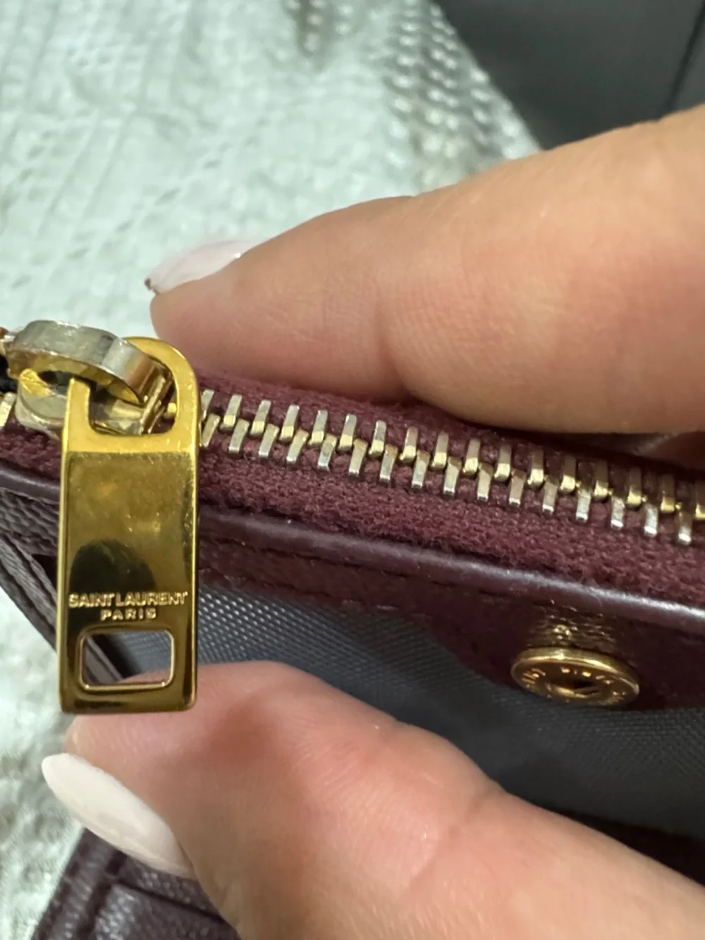 Saint Laurent Quilted Card Case Wallet in Deep Plum with Gold Hardware - Picture 4 of 6